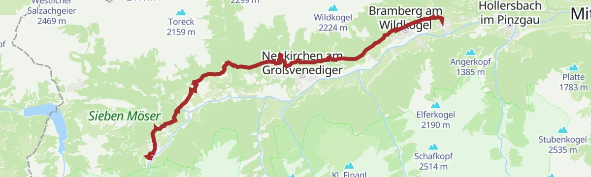 Route map: Sonnenweg Krimml - Mühlbach